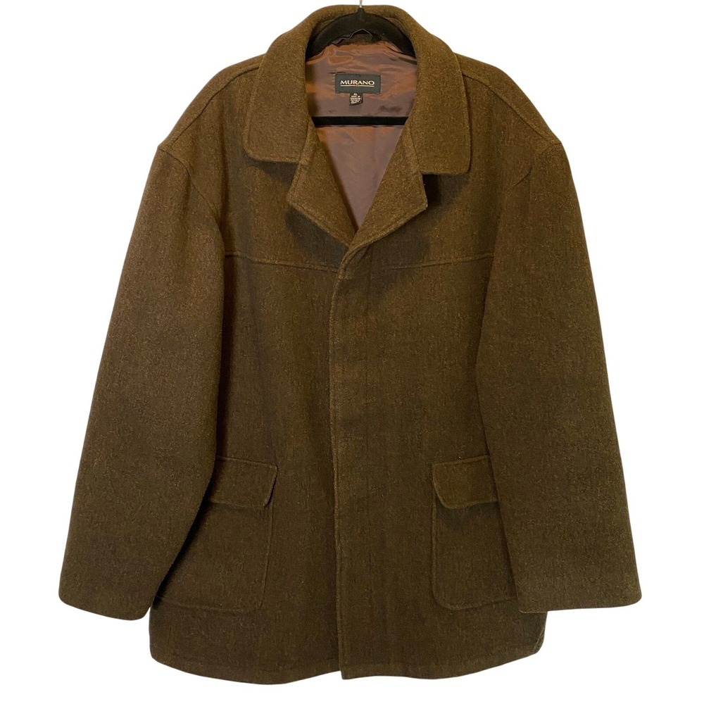 Murano Men's Size XL Brown Wool Blend‎ Peacoat Jacket Classic